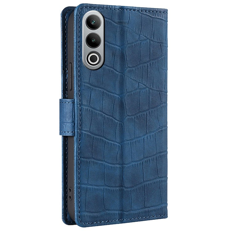 For OnePlus Nord CE4 5G Phone Case Crocodile Texture Skin-Touch Leather Wallet Cover - Blue