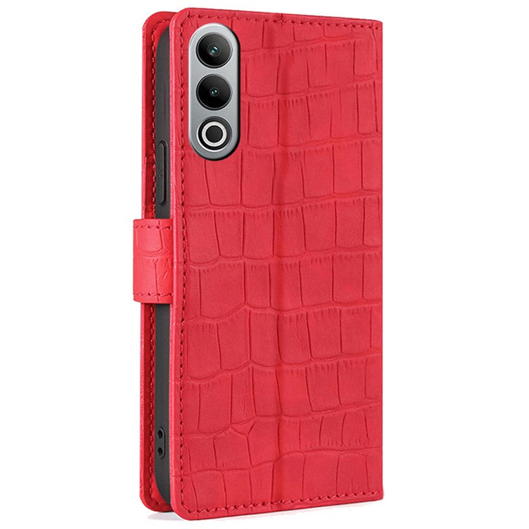 For OnePlus Nord CE4 5G Phone Case Crocodile Texture Skin-Touch Leather Wallet Cover - Red