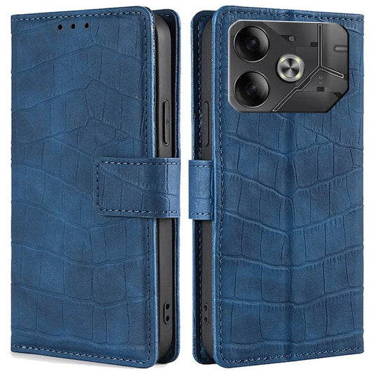 For TECNO Pova 6 5G Cell Phone Cases Leather Crocodile Texture Card Slots Cover - Blue
