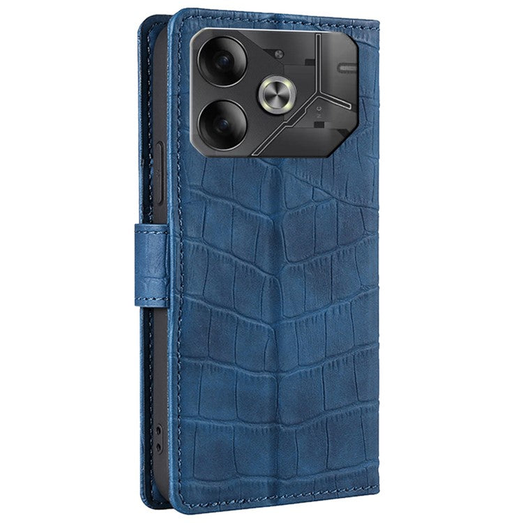 For TECNO Pova 6 5G Cell Phone Cases Leather Crocodile Texture Card Slots Cover - Blue