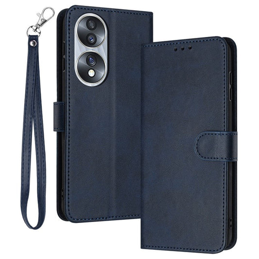 Leather Phone Cases for Honor 70 5G Wholesale Wallet Stand Calf Texture Fall-proof Cover - Sapphire