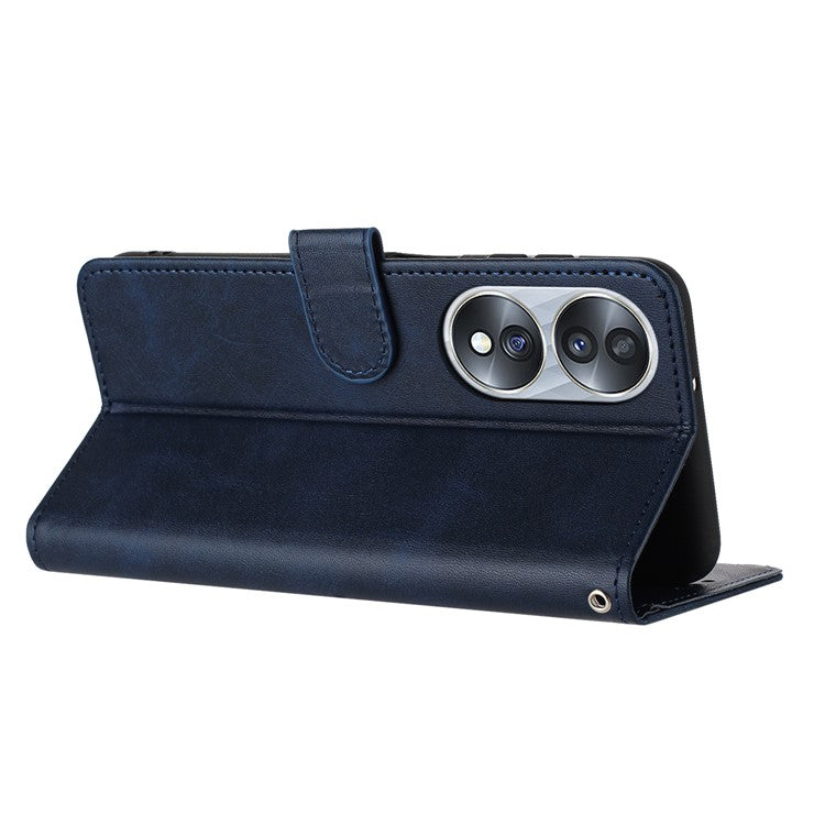 Leather Phone Cases for Honor 70 5G Wholesale Wallet Stand Calf Texture Fall-proof Cover - Sapphire