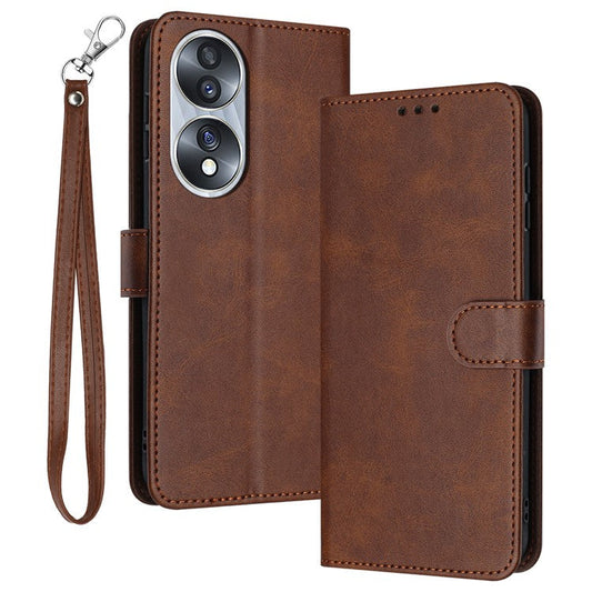 Leather Phone Cases for Honor 70 5G Wholesale Wallet Stand Calf Texture Fall-proof Cover - Brown