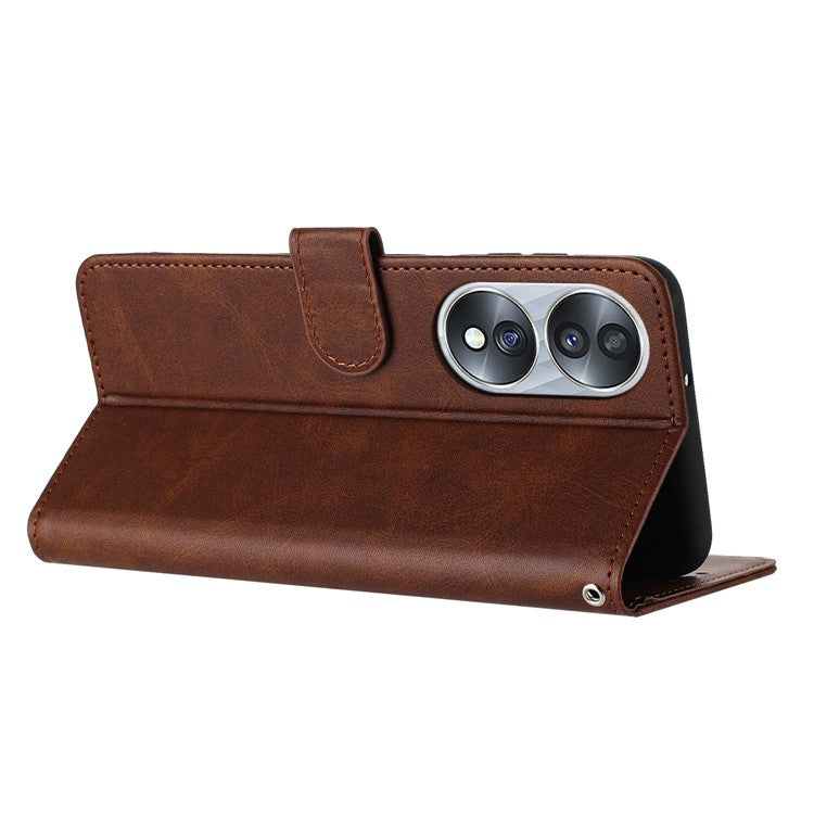 Leather Phone Cases for Honor 70 5G Wholesale Wallet Stand Calf Texture Fall-proof Cover - Brown