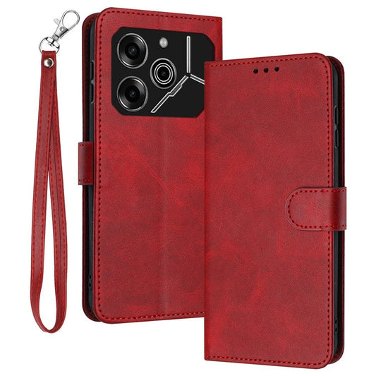 For TECNO Pova 6 Pro 5G LI9 Business Phone Case Leather Wallet Drop Protection Cover - Red