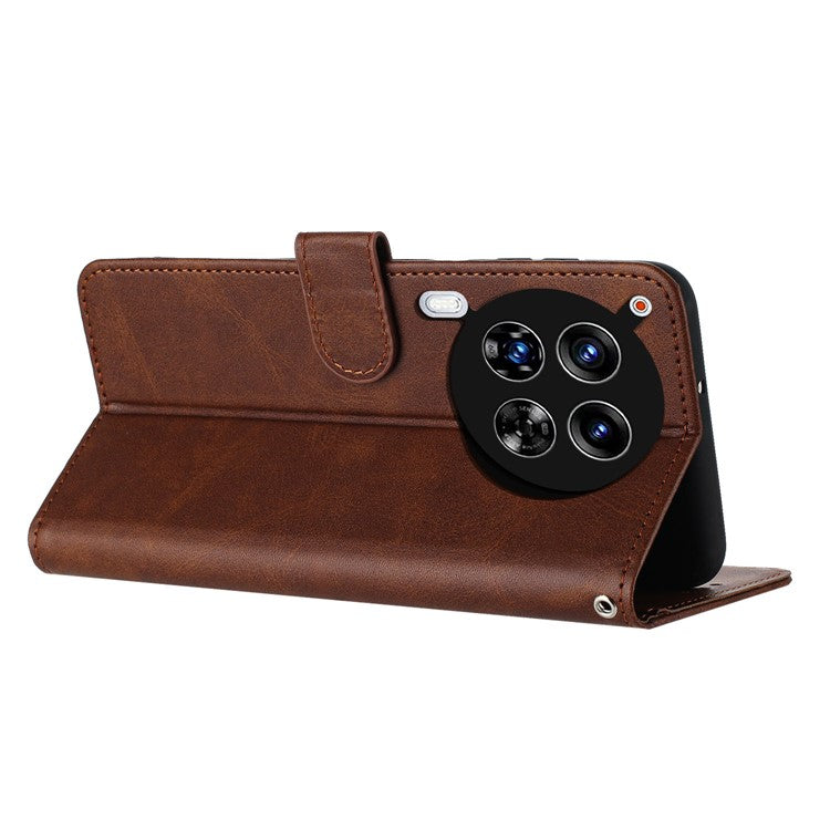 For TECNO Camon 30 Premier 5G Case Shockproof PU Leather Phone Shell Wallet Stand Cover with Strap - Brown