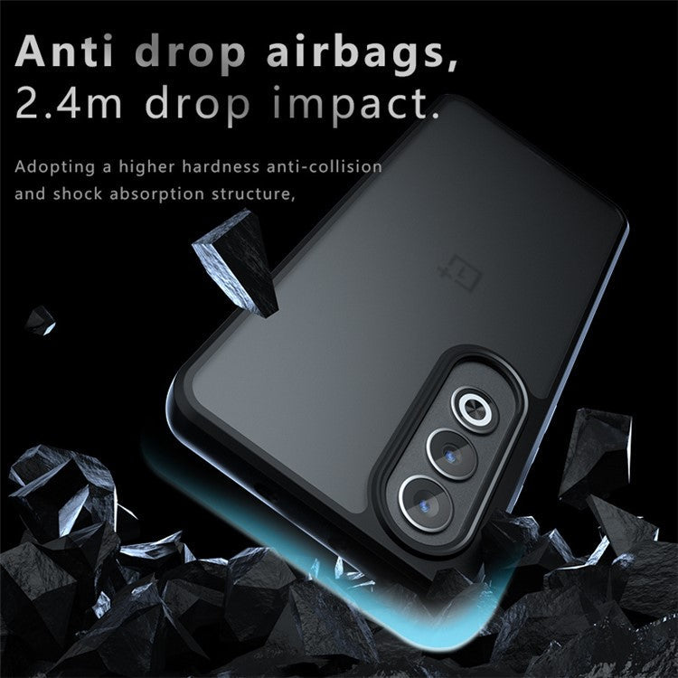 For OnePlus Nord CE4 5G Case TPU+PC Matte Touch Non-Slip Phone Cover - Transparent Black