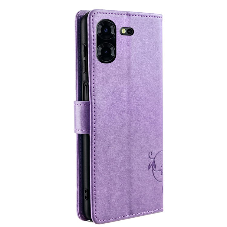 For TECNO Pova 5 Pro 5G Wallet Protective Case PU Leather Butterfly Flower Magnetic Flip Cover - Purple