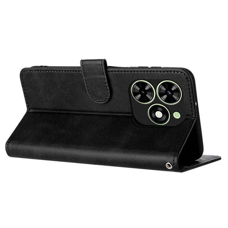 For TECNO Pop 8 / Spark Go 2024 4G / Infinix Smart 8 4G / Hot 40i / Spark 20C / itel P55 / Infinix Smart 8 Pro 4G Leather Phone Case - Black