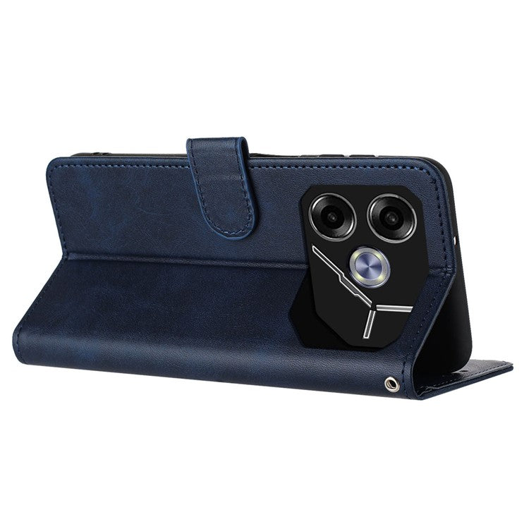 For TECNO Pova 6 5G Case Fall Proof PU Leather Phone Cover with Strap - Sapphire