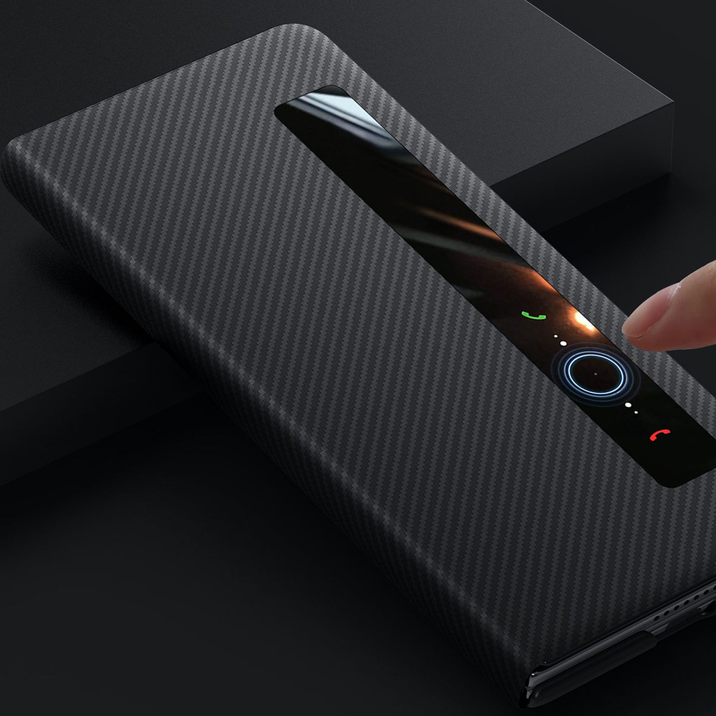 SULADA For vivo X Fold3 Pro Case View Window Leather+PC Back Cover with Wake / Sleep Function - Black