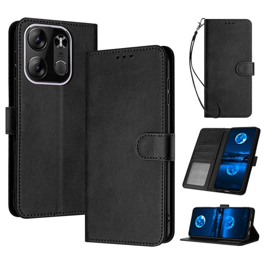 For TECNO Spark Go 2023 4G / Pop 7 Pro 4G / Pop 7 / Infinix Smart 7 (India) 4G / Smart 7 / Smart 7 HD Calf Texture Leather Case - Black