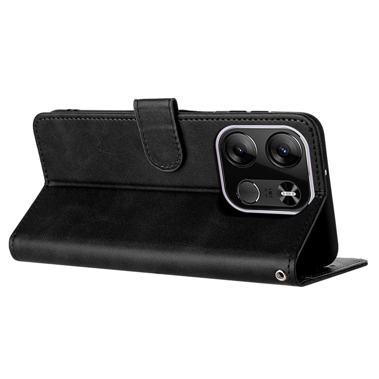 For TECNO Spark Go 2023 4G / Pop 7 Pro 4G / Pop 7 / Infinix Smart 7 (India) 4G / Smart 7 / Smart 7 HD Calf Texture Leather Case - Black
