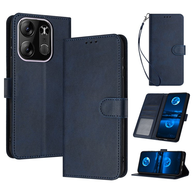 For TECNO Spark Go 2023 4G / Pop 7 Pro 4G / Pop 7 / Infinix Smart 7 (India) 4G / Smart 7 / Smart 7 HD Calf Texture Leather Case - Sapphire