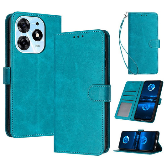 For TECNO Spark 10 Pro Case TPU+PU Leather Cell Phone Protective Cover with Strap - Green