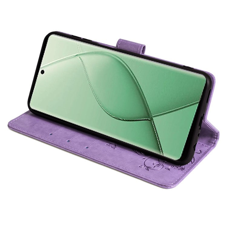 For TECNO Spark 20 Pro+ Case Butterfly Flower Imprinted PU Leather Phone Cover - Purple
