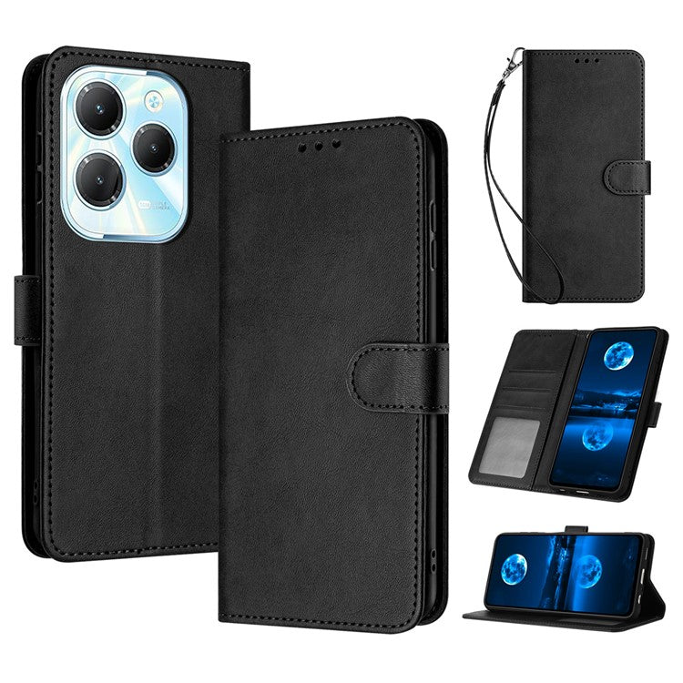 For TECNO Spark 20 Pro / Infinix Hot 40 / Hot 40 Pro Case Folding Stand Leather Wallet Phone Cover - Black