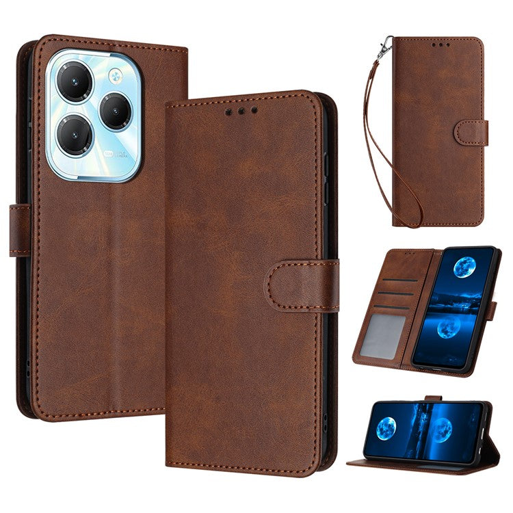 For TECNO Spark 20 Pro / Infinix Hot 40 / Hot 40 Pro Case Folding Stand Leather Wallet Phone Cover - Brown