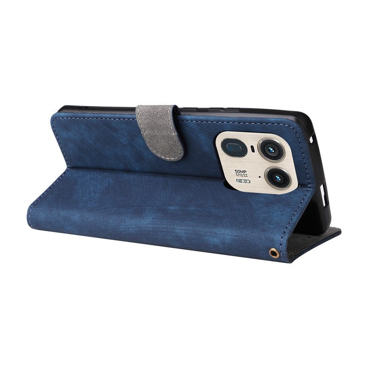 For Motorola Edge 50 Ultra 5G / Moto X50 Ultra 5G Phone Case Wallet PU Leather Flip Cover with RFID Blocking - Blue
