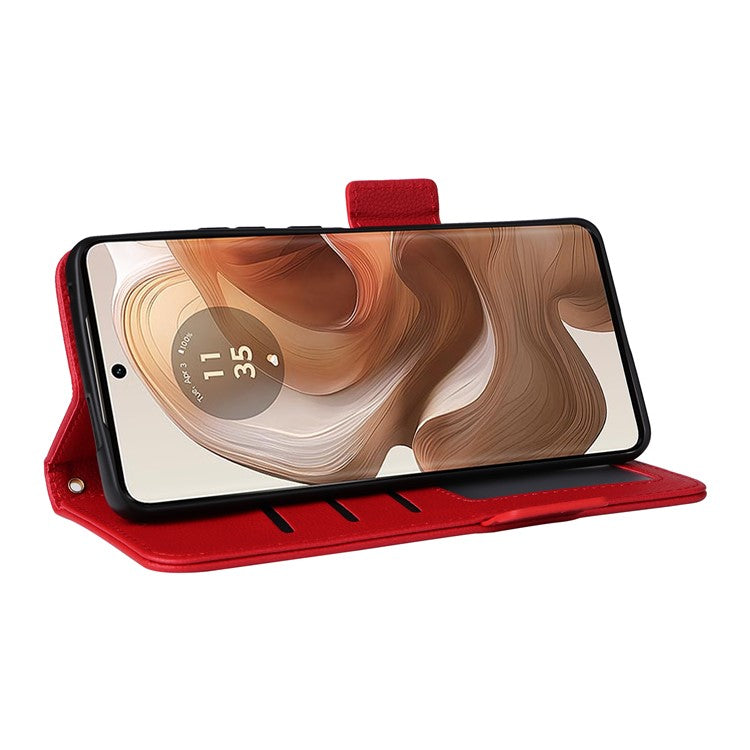For Motorola Edge 50 Ultra 5G / Moto X50 Ultra 5G Case Wallet Stand Litchi Texture Leather Flip Phone Cover - Red