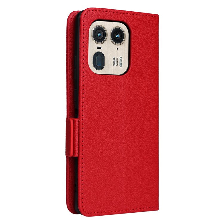 For Motorola Edge 50 Ultra 5G / Moto X50 Ultra 5G Case Wallet Stand Litchi Texture Leather Flip Phone Cover - Red