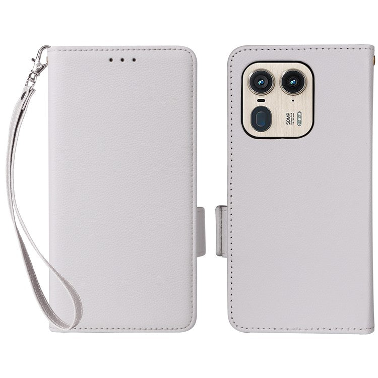 For Motorola Edge 50 Ultra 5G / Moto X50 Ultra 5G Case Wallet Stand Litchi Texture Leather Flip Phone Cover - White