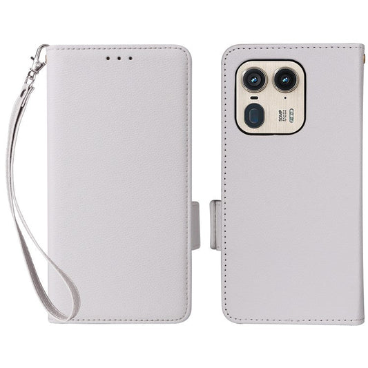 For Motorola Edge 50 Ultra 5G / Moto X50 Ultra 5G Case Wallet Stand Litchi Texture Leather Flip Phone Cover - White