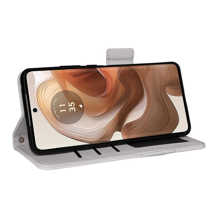 For Motorola Edge 50 Ultra 5G / Moto X50 Ultra 5G Case Wallet Stand Litchi Texture Leather Flip Phone Cover - White