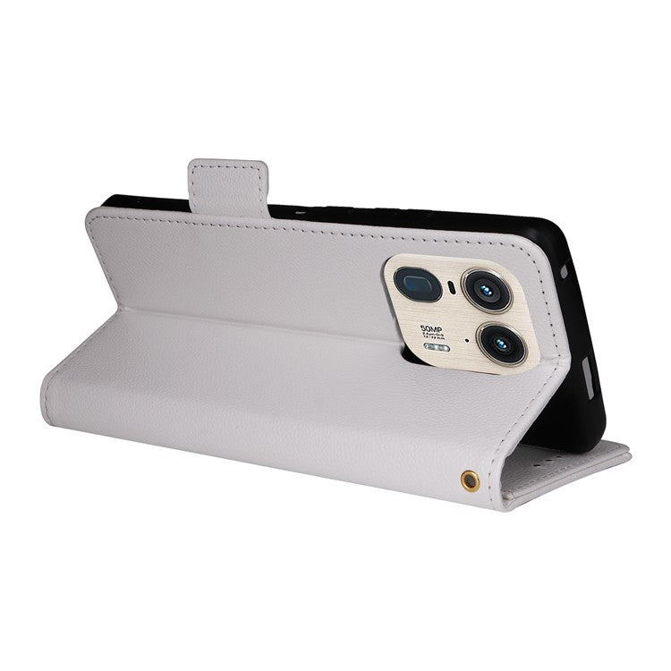 For Motorola Edge 50 Ultra 5G / Moto X50 Ultra 5G Case Wallet Stand Litchi Texture Leather Flip Phone Cover - White