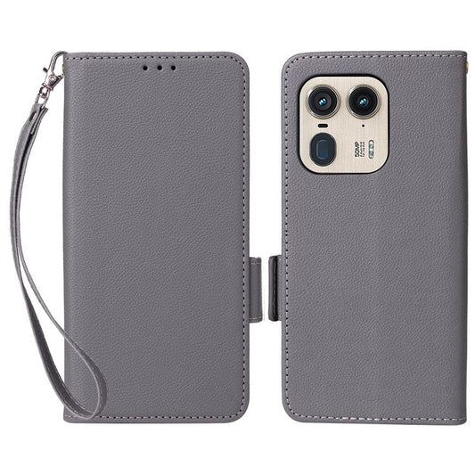 For Motorola Edge 50 Ultra 5G / Moto X50 Ultra 5G Case Wallet Stand Litchi Texture Leather Flip Phone Cover - Grey