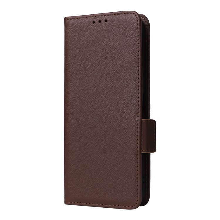 For Motorola Edge 50 Ultra 5G / Moto X50 Ultra 5G Case Wallet Stand Litchi Texture Leather Flip Phone Cover - Brown
