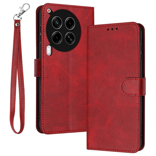 For TECNO Camon 30 4G / 5G Case Leather Stand Drop Protection Cell Phone Cover - Red