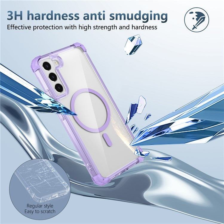 For Samsung Galaxy S22+ 5G Clear Phone Case Compatible with MagSafe TPU+PC Cover - Transparent Purple