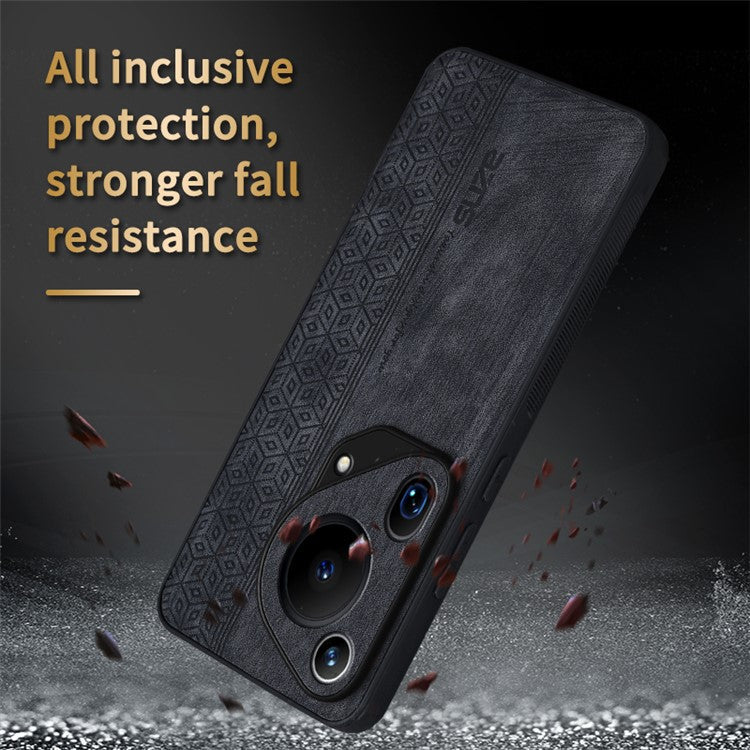 AZNS For Huawei Pura 70 Ultra Case PU Leather+TPU Imprinted Pattern Anti-Slip Grip Phone Cover - Brown