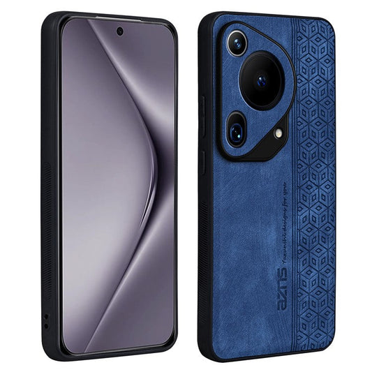 AZNS For Huawei Pura 70 Ultra Case PU Leather+TPU Imprinted Pattern Anti-slip Grip Phone Cover - Blue