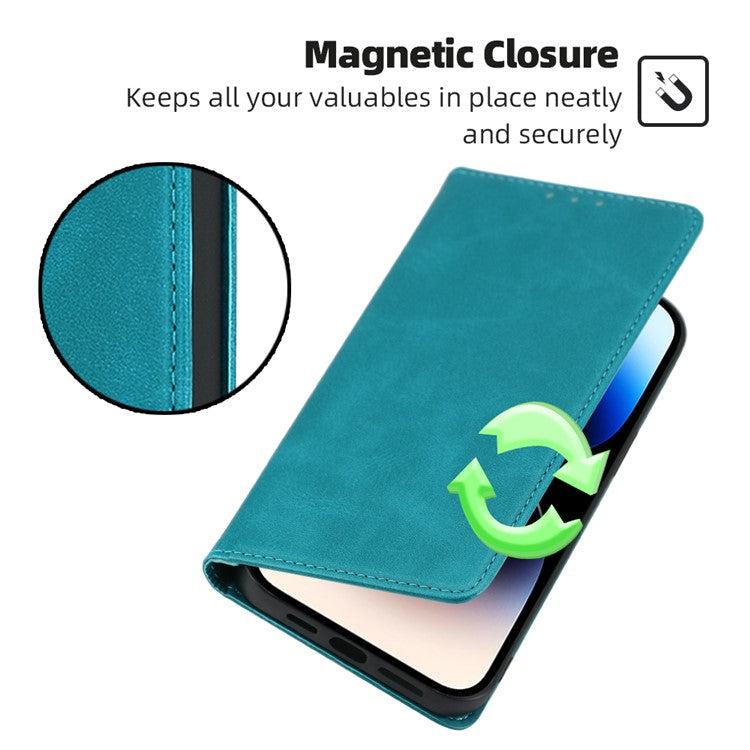 For Huawei Pura 70 Case Calf Texture Leather Magnetic Clasp Wallet Phone Cover - Baby Blue