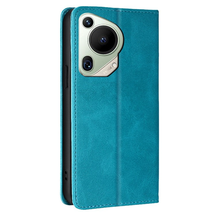 For Huawei Pura 70 Ultra Case PU Leather Calf Texture Strong Magnetic Suction Phone Cover - Baby Blue