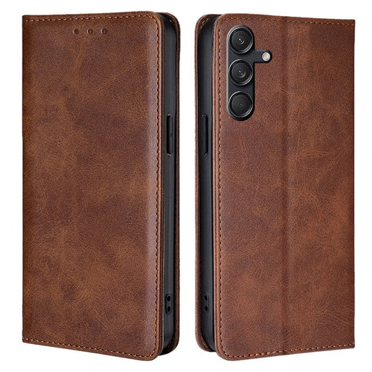 For Samsung Galaxy M55 5G / C55 5G / F55 5G Case Magnetic Closing PU Leather Wallet Stand Phone Cover - Brown