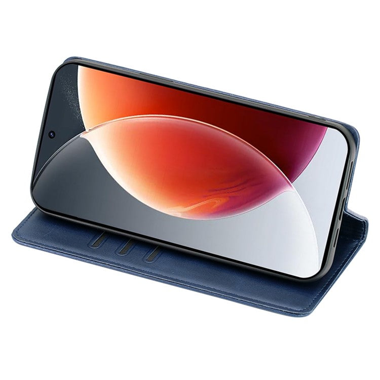 For TECNO Pova 6 5G Case Calf Texture Shockproof Phone Cover with Card Holder - Sapphire