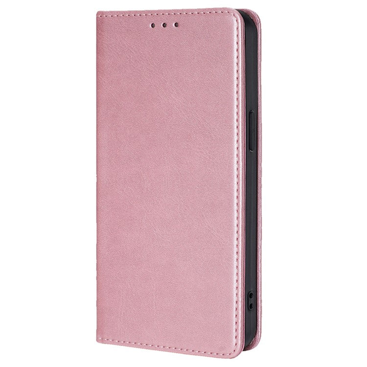 For TECNO Pova 6 5G Case Calf Texture Shockproof Phone Cover with Card Holder - Rose Gold