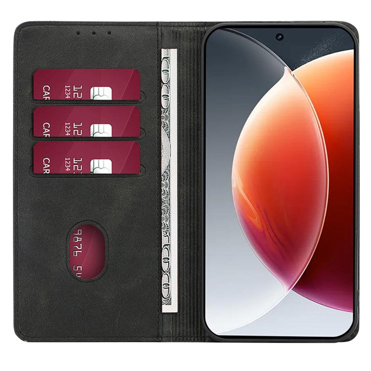 For TECNO Pova 6 5G Case Calf Texture Shockproof Phone Cover with Card Holder - Black