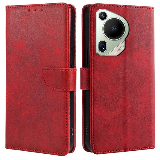 For Huawei Pura 70 Ultra Case Drop Resistant Calf Texture Leather Phone Cover - Red