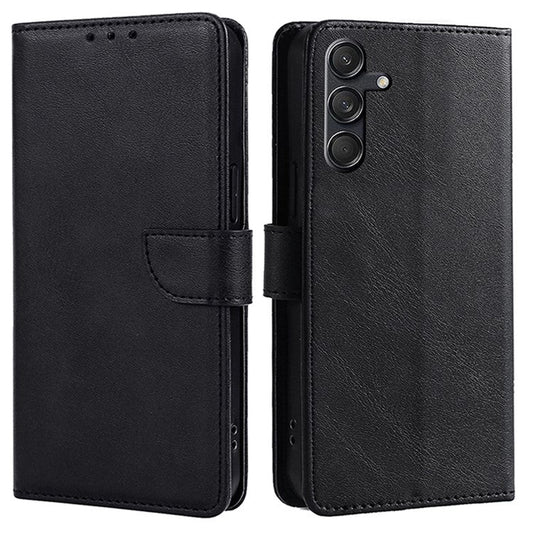 For Samsung Galaxy M55 5G / C55 5G / F55 5G Case Calf Texture Leather Wallet Stand Phone Cover - Black