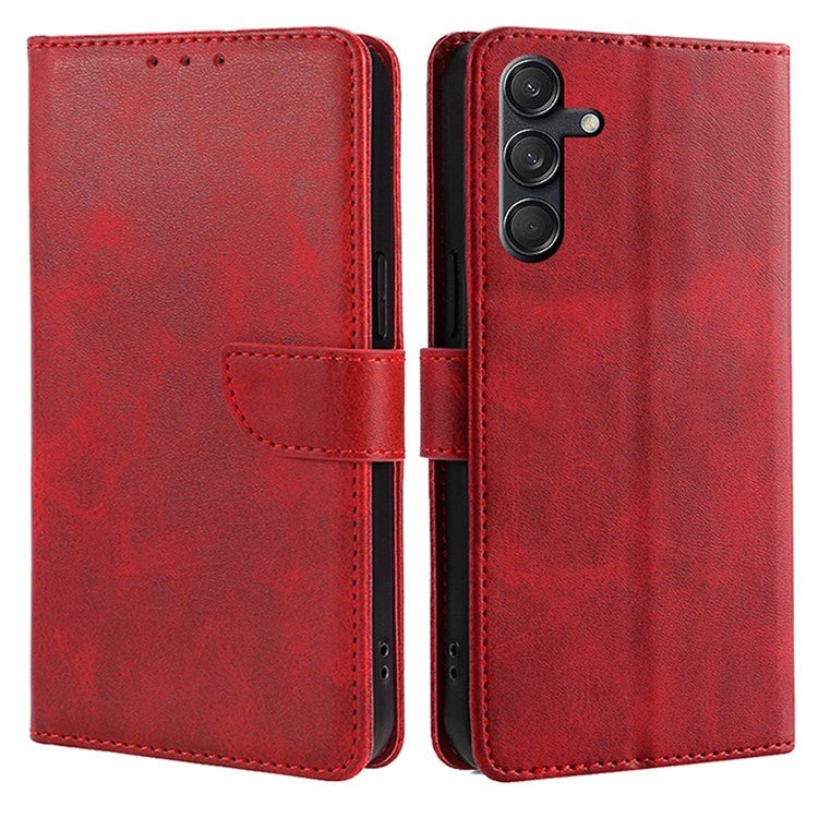 For Samsung Galaxy M55 5G / C55 5G / F55 5G Case Calf Texture Leather Wallet Stand Phone Cover - Red