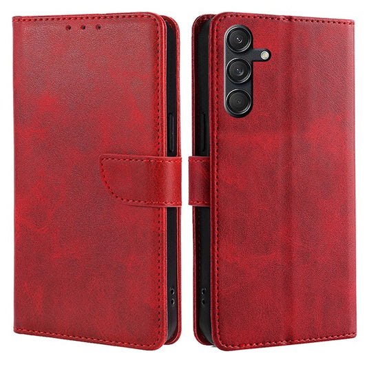 For Samsung Galaxy M55 5G / C55 5G / F55 5G Case Calf Texture Leather Wallet Stand Phone Cover - Red