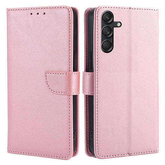 For Samsung Galaxy M55 5G / C55 5G / F55 5G Case Calf Texture Leather Wallet Stand Phone Cover - Rose Gold