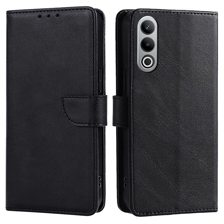 For OnePlus Nord CE4 5G Case PU Leather+TPU Phone Proctive Cover Calf Texture Wallet - Black