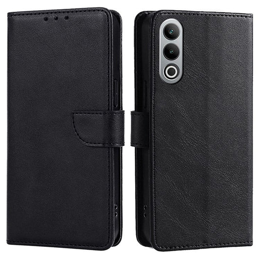 For OnePlus Nord CE4 5G Case PU Leather+TPU Phone Proctive Cover Calf Texture Wallet - Black