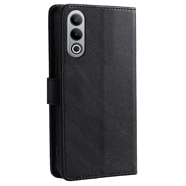 For OnePlus Nord CE4 5G Case PU Leather+TPU Phone Proctive Cover Calf Texture Wallet - Black