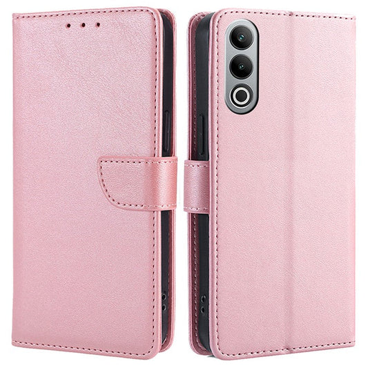 For OnePlus Nord CE4 5G Case PU Leather+TPU Phone Proctive Cover Calf Texture Wallet - Rose Gold